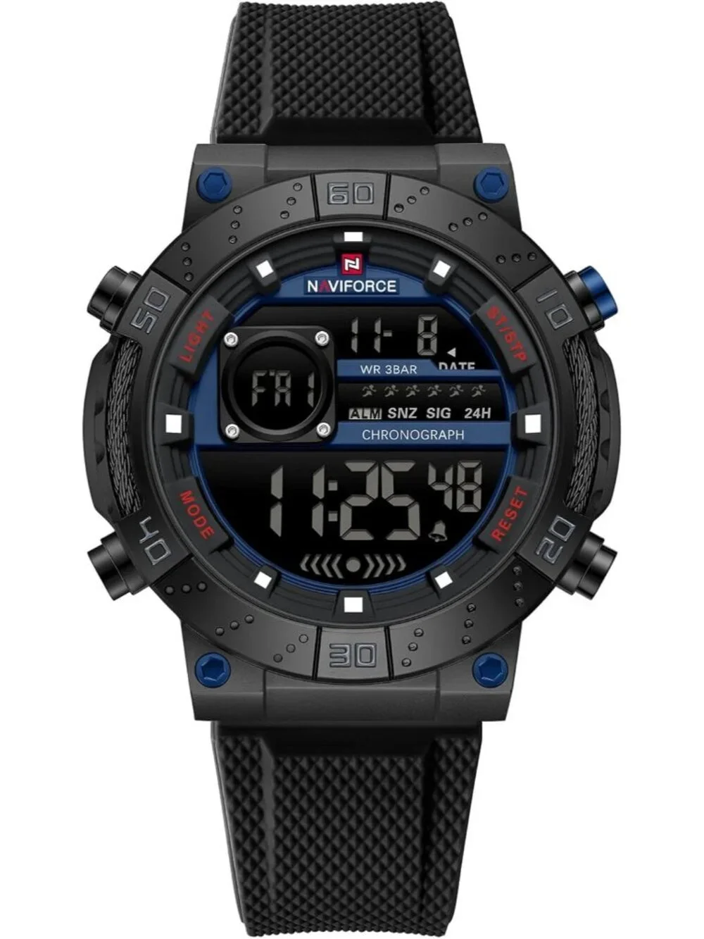 Men's Black And Blue Analog Quartz Military Waterproof Chronograph Digital Watch